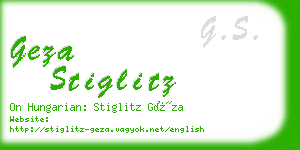 geza stiglitz business card